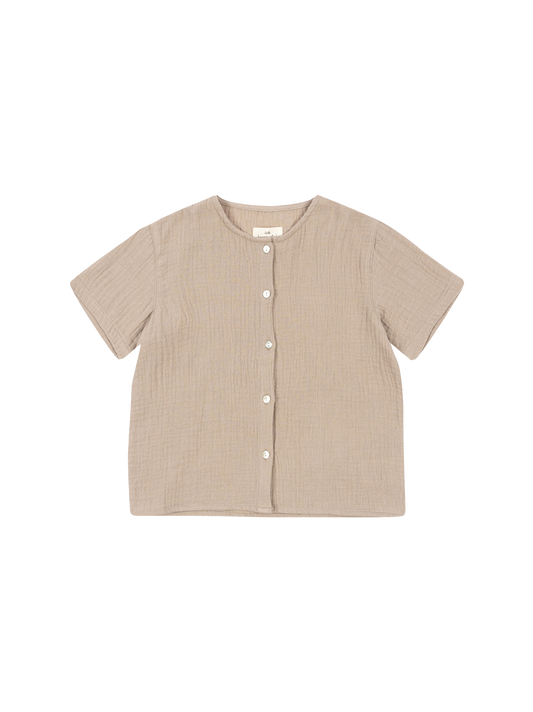 Муслінова сорочка з короткими рукавами оливкового кольору