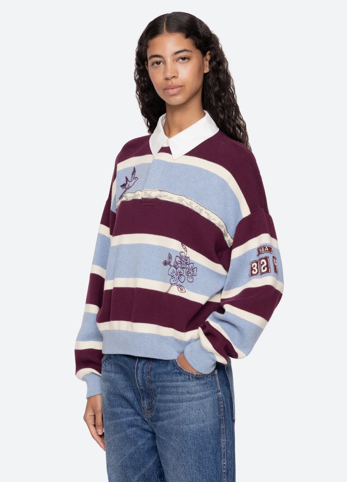 Hester solid cotton &amp; cashmere rugby sweater