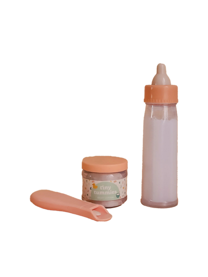 Zestaw Tiny Tummies Magiczna butelka i słoiczek dla lalek Tiny Harlow BÉBÉ Concept 