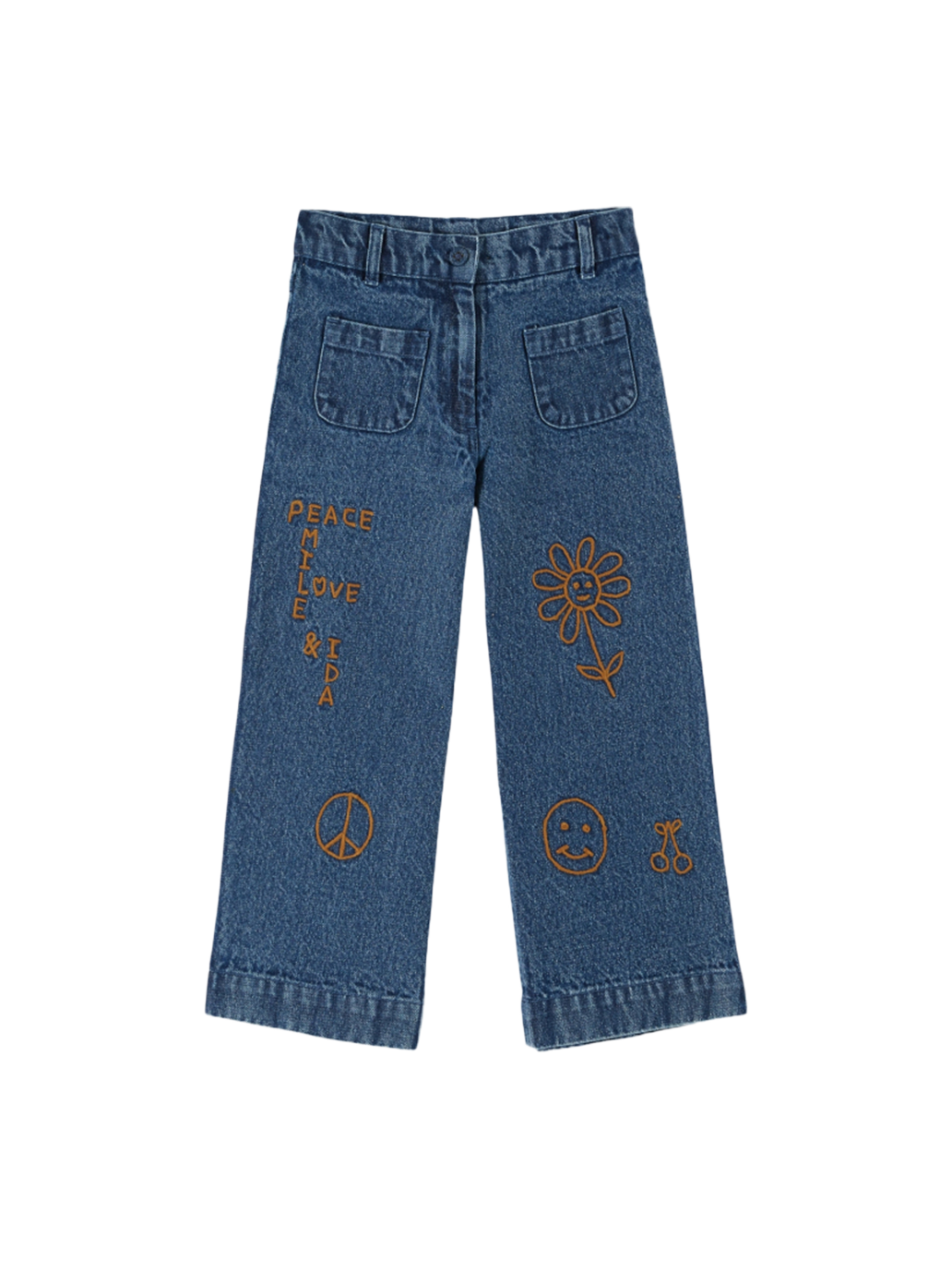 Spodnie Hippy embroidered denim pants Emile et Ida BÉBÉ Concept 