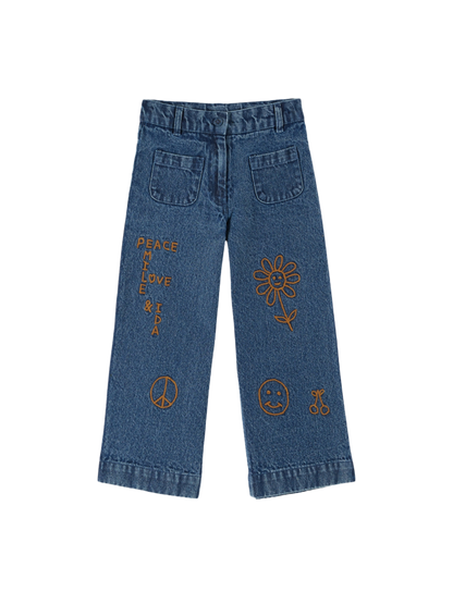 Spodnie Hippy embroidered denim pants Emile et Ida BÉBÉ Concept 