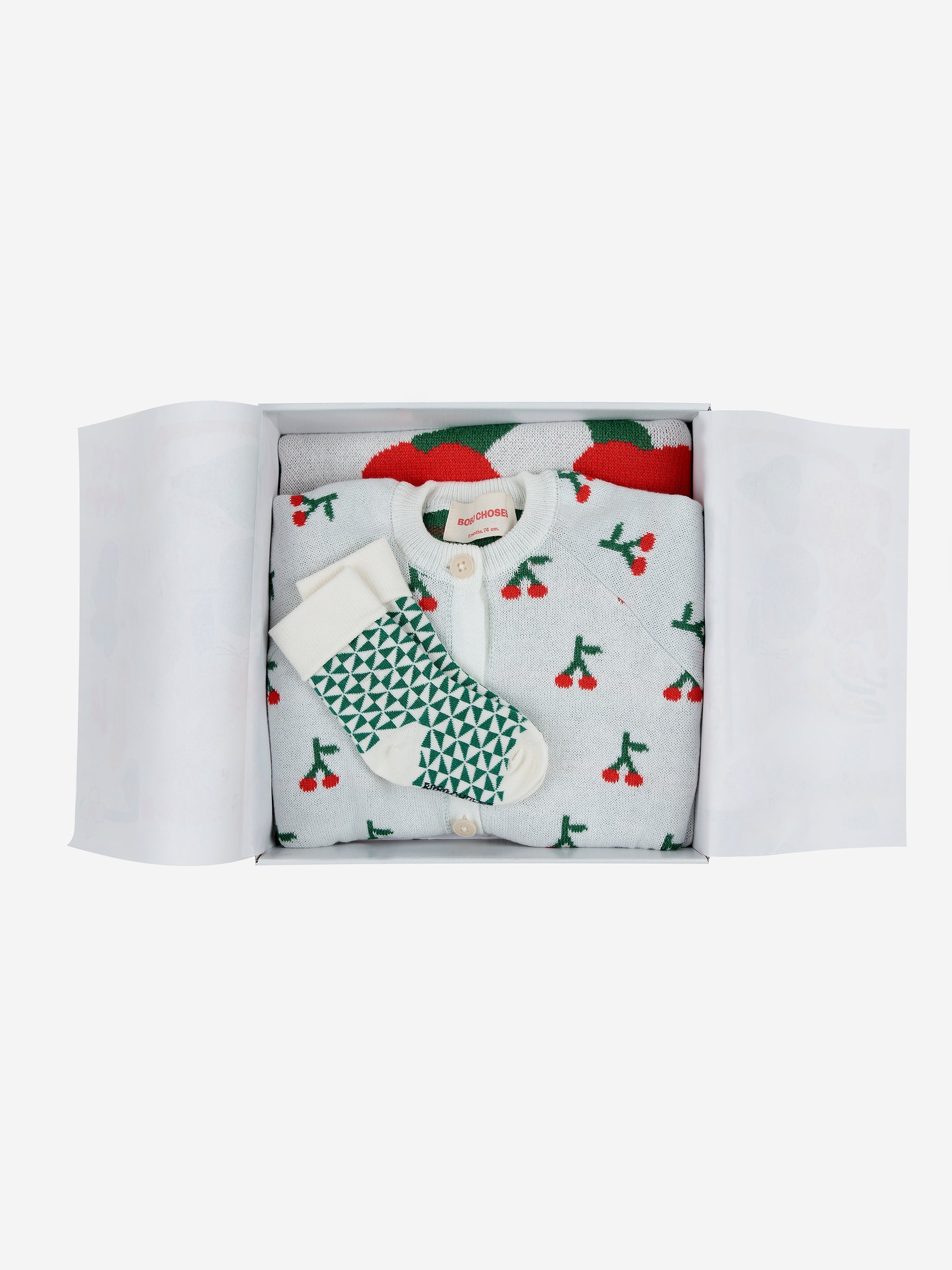 Zestaw niemowlęcy Baby Cherry all over knitted overall gift set Bobo Choses BÉBÉ Concept 