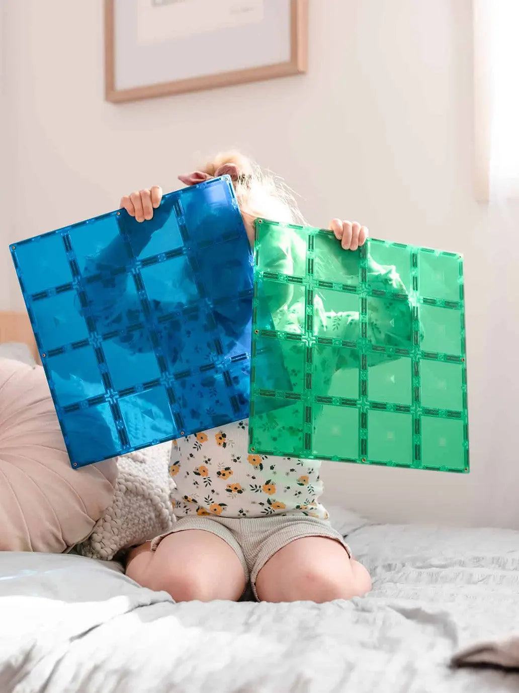 Klocki magnetyczne bazy Rainbow Blue &amp; Green Base Plate Set Connetix BEBE Concept 