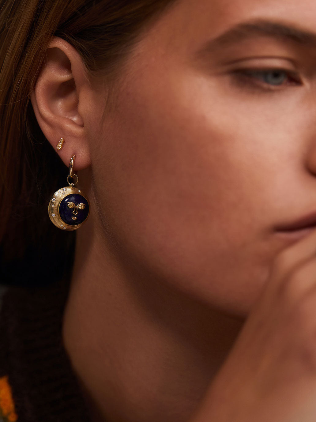 Zawieszka wysadzana kamieniami szlachetnymi Moon Eclipse 14K GOLD