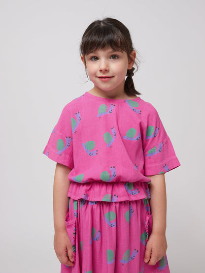 Bluzka Funny Snail all over woven blouse Bobo Choses BÉBÉ Concept 