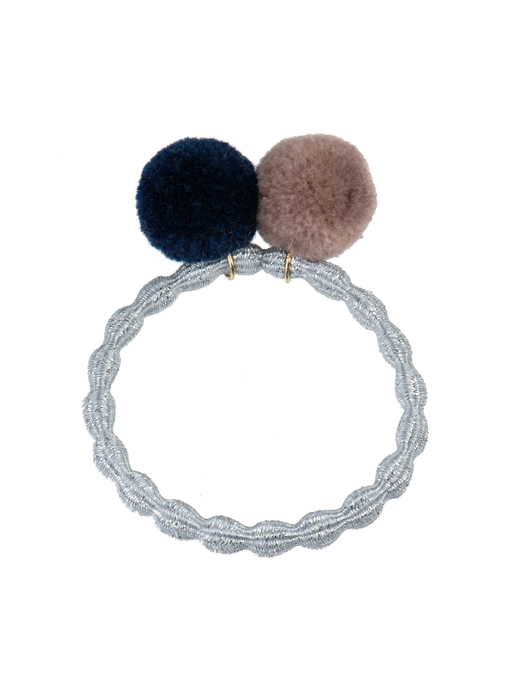 Gumka do włosów Kknekki PomPom SILVER / NAVY &amp; DOVE
