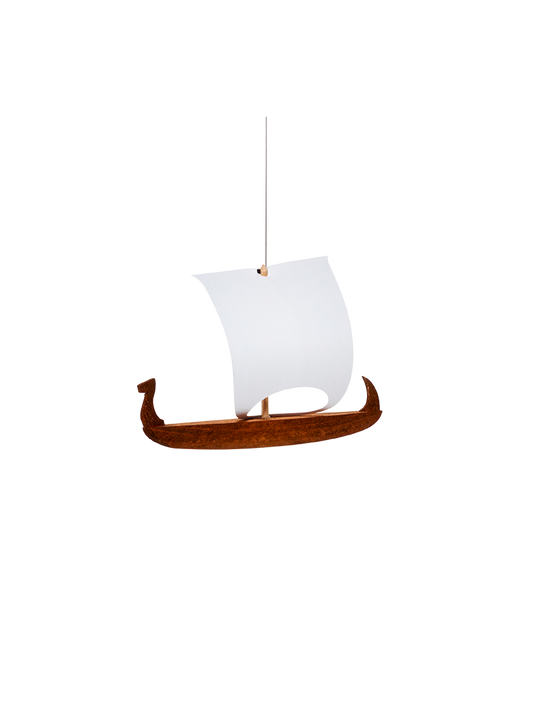 malý dřevěný vikingský mobil