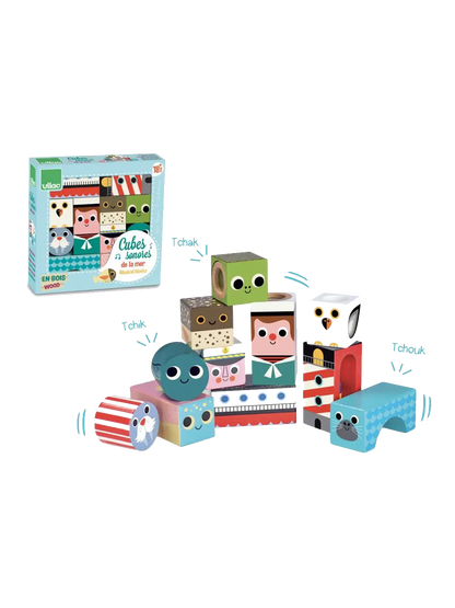 drewniane klocki sensoryczne z dźwiękami Vilac BÉBÉ Concept