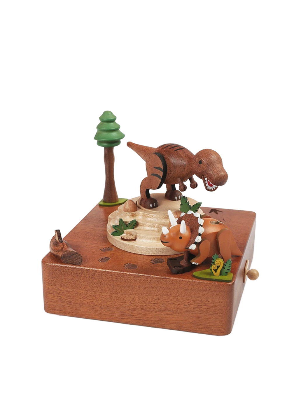 dřevěná hrací skříňka s pohyblivými částmi