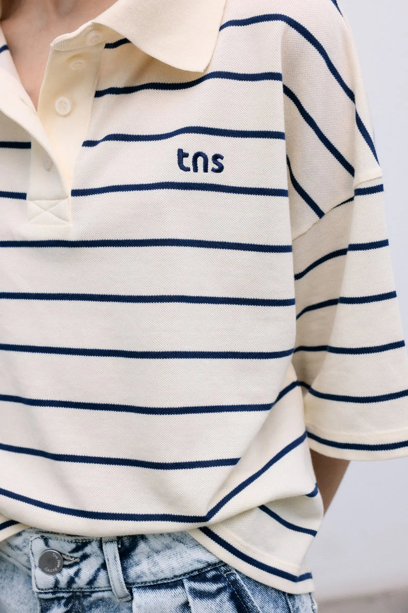 Acacia Woman Polo Ecru Stripes The New Society BEBE Concept 
