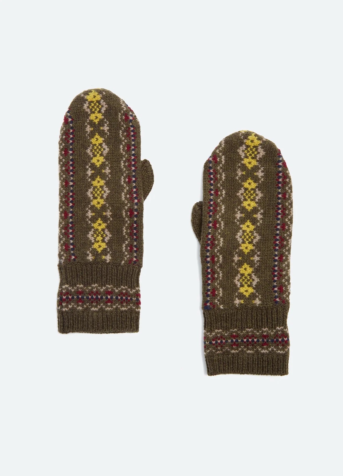 Ciara fair isle knit mittens OLIVE