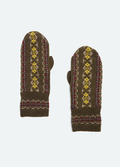 Ciara fair isle knit mittens OLIVE