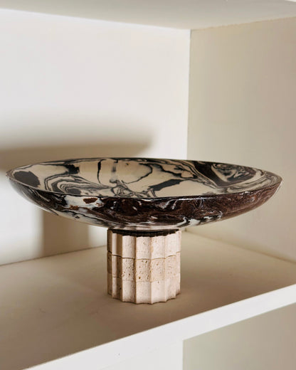 Ceramiczna misa na podstawie z trawertynu - Branik - kolor Jasny Trawertyn
