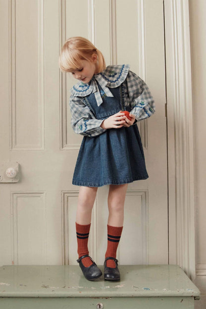 Sukienka Apron Embroidered Denim DENIM