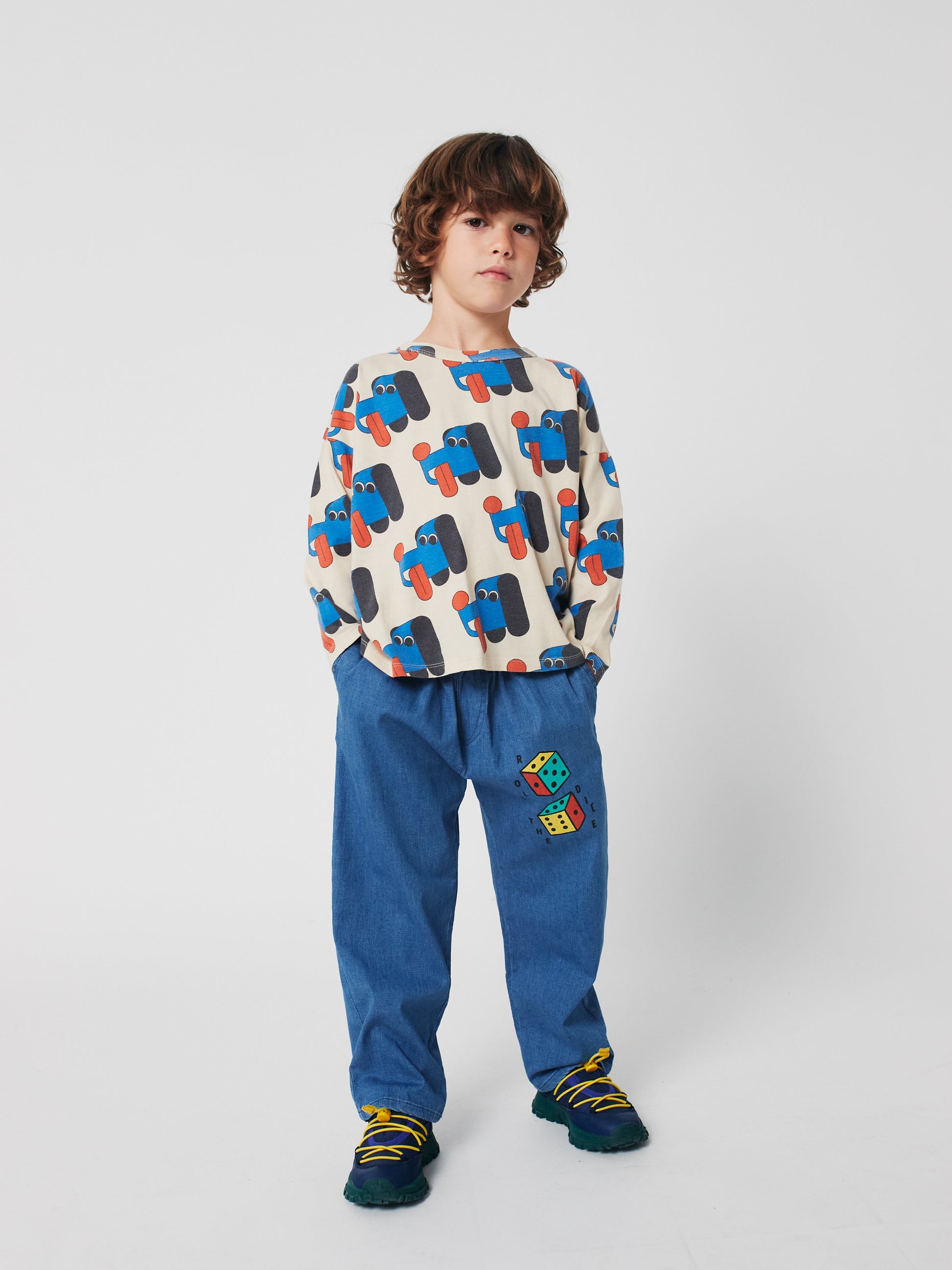 Roll the dice light denim pants Kids Bobo Choses BÉBÉ Concept 
