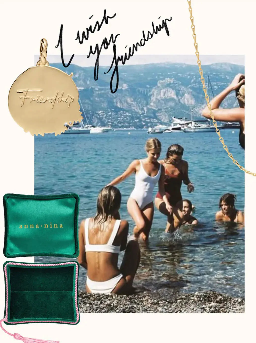 Pozłacana zawieszka Memorable Charm Friendship Anna + Nina BÉBÉ Concept 