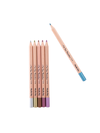 Zestaw metalicznych kredek Les Rosalies Moulin Roty BÉBÉ Concept 