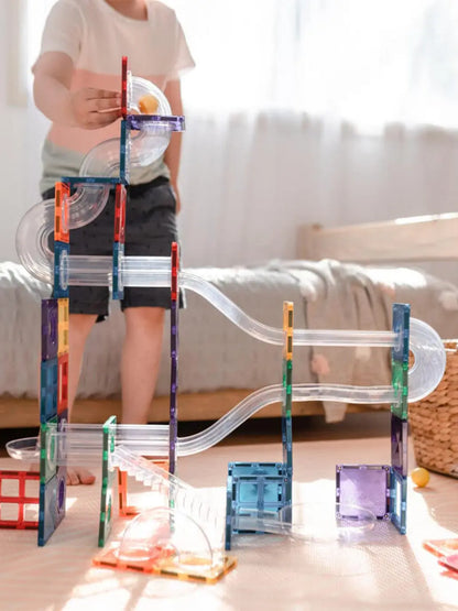 Klocki magnetyczne kulodrom Rainbow Ball Run Pack Connetix BÉBÉ Concept 