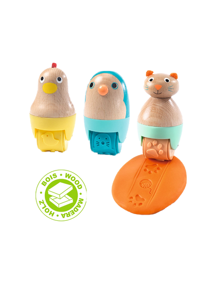 Drewniane wałki z wzorami do ciastoliny Djeco BÉBÉ Concept