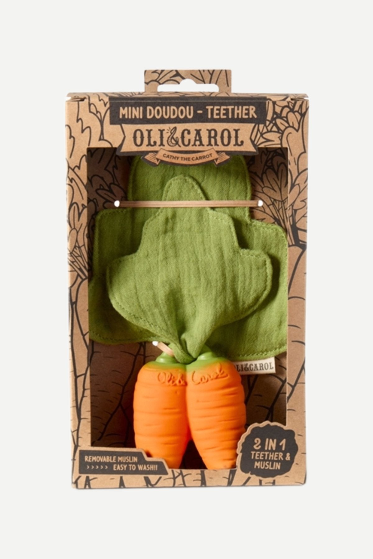 Gryzak z przytulanką Mini Doudou CARROT