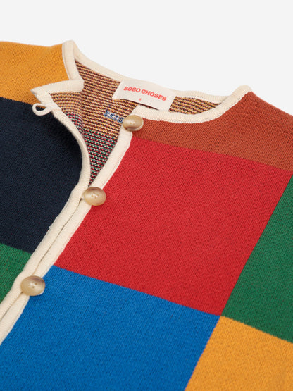 Multicolor Check buttoned cardigan Bobo Choses BÉBÉ Concept 