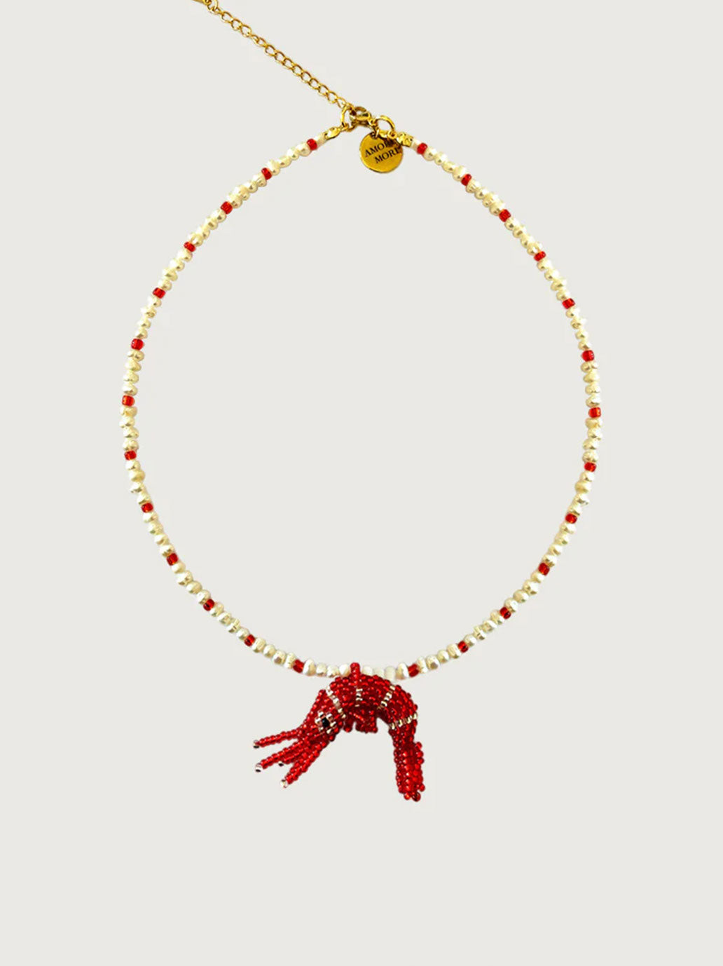 Naszyjnik Baby Prawn & pearls necklace Amori Mori BÉBÉ Concept 