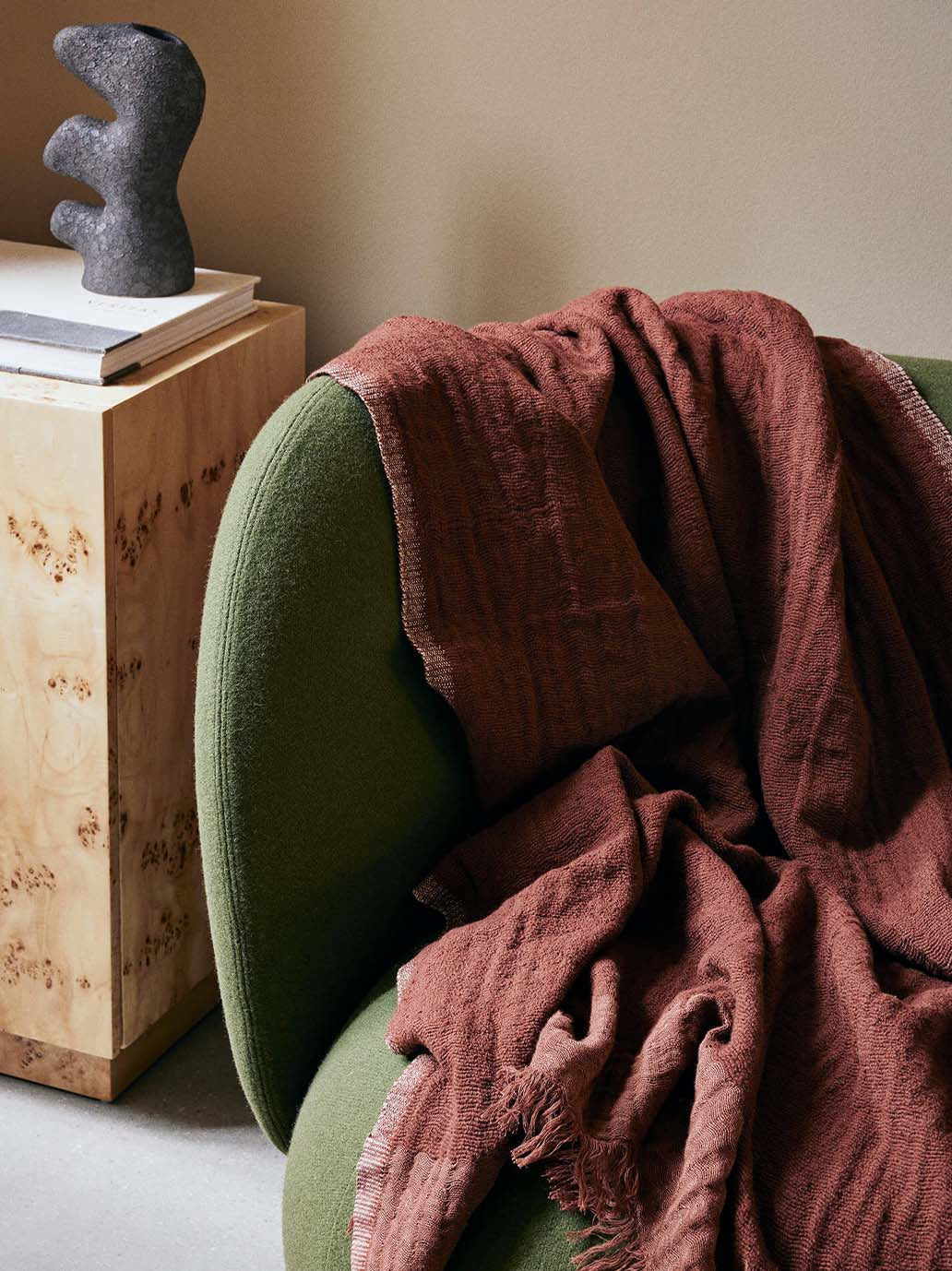 Pled z mieszanki bawełny, wełny merino i lnu Weaver Throw Ferm Living BÉBÉ Concept