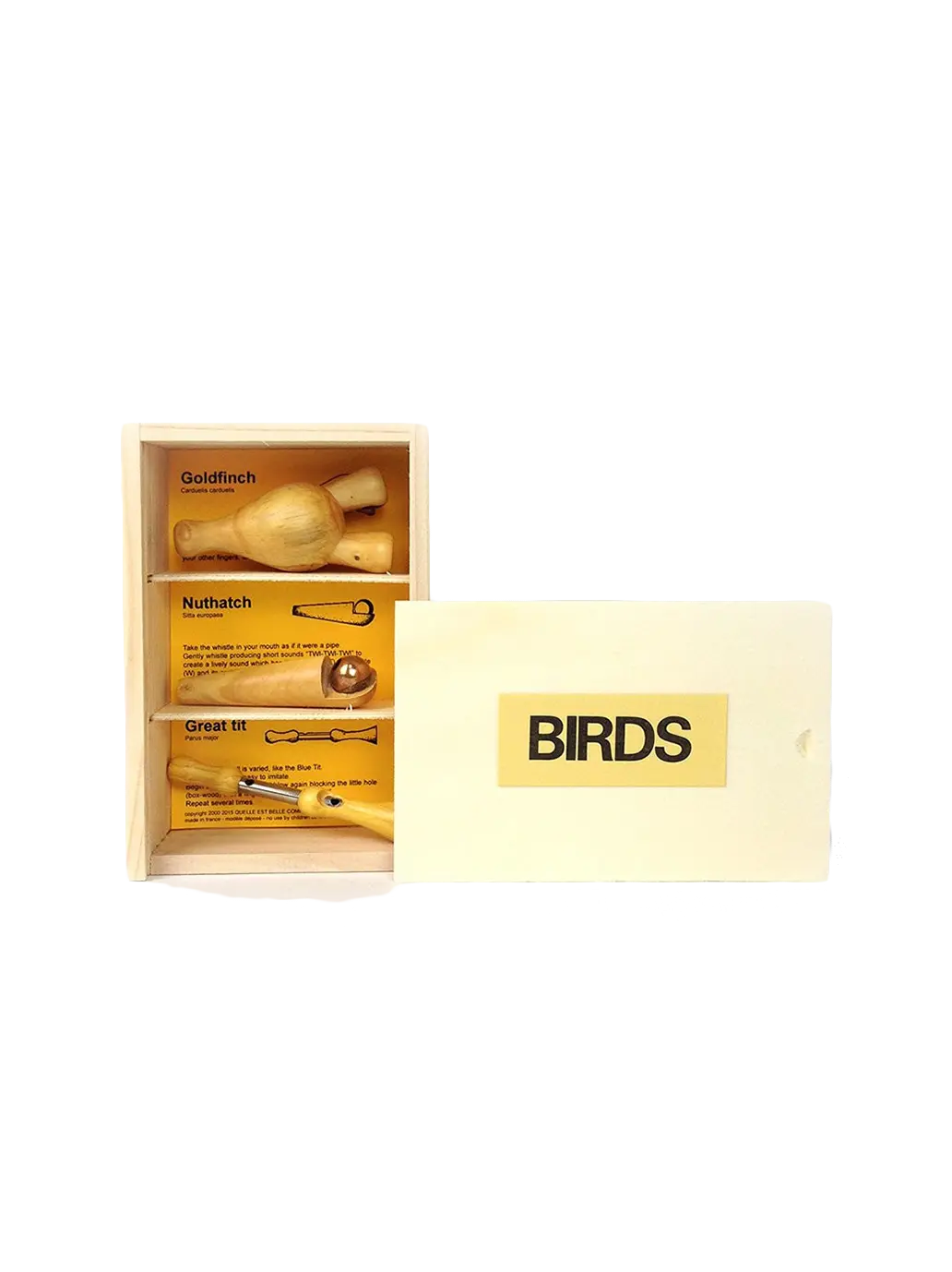 zestaw drewnianych instrumentów do naśladowania odgłosów ptaków Quelle Est Belle BÉBÉ Concept