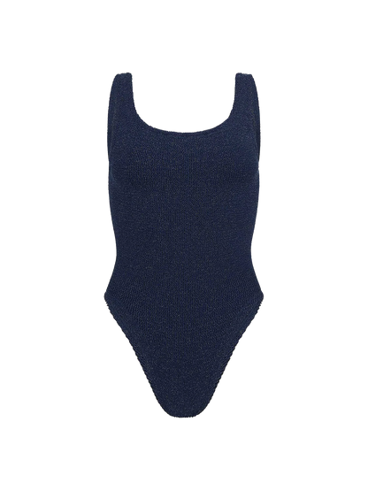 Square Neck swimsuit NAVY / SILVER