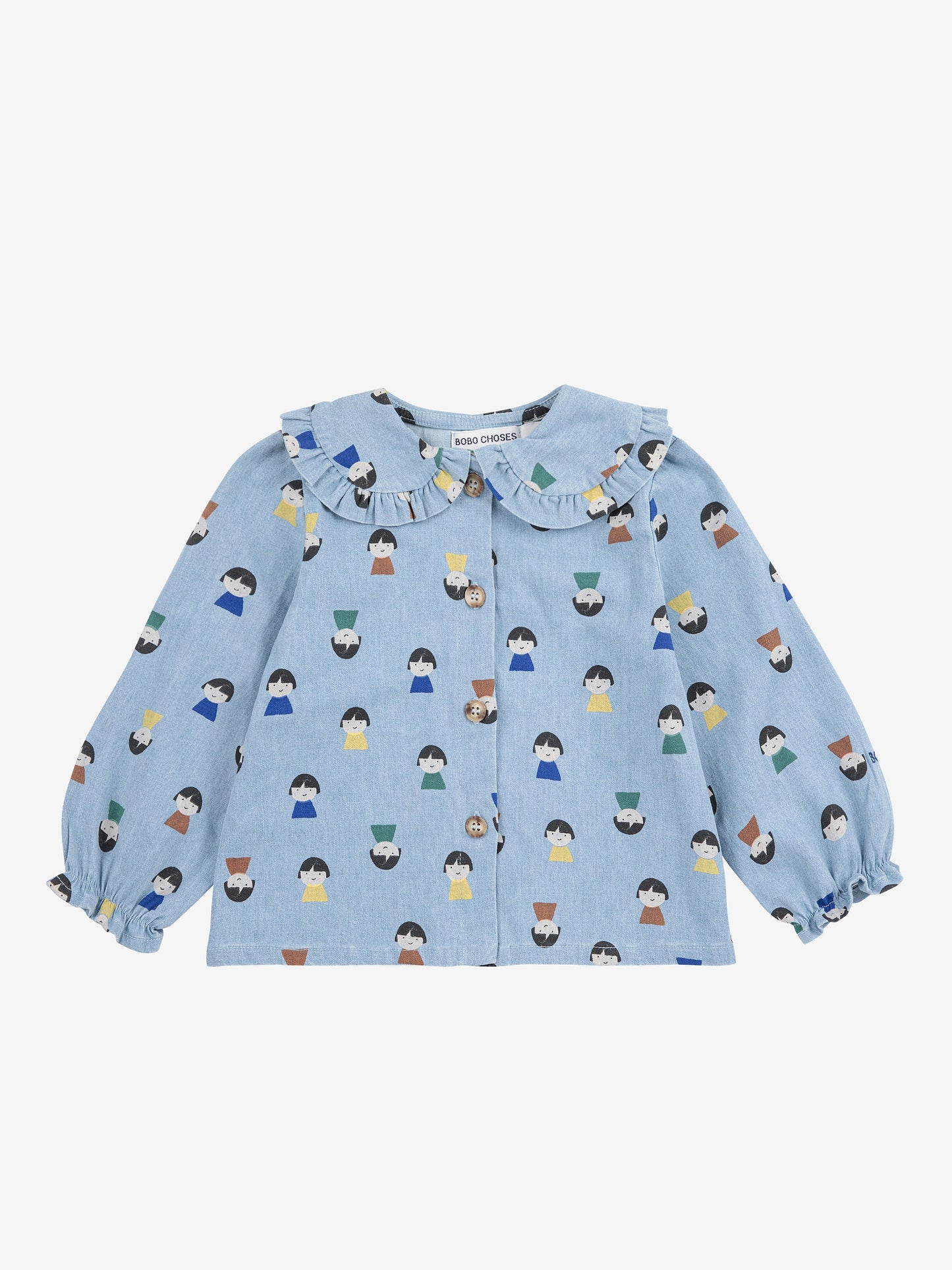 Game Pawns all over light denim blouse Baby Bobo Choses BÉBÉ Concept 