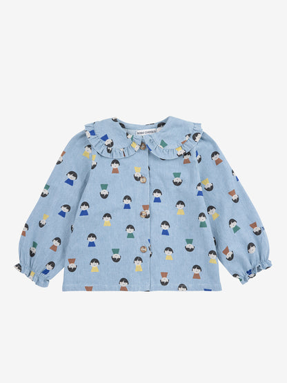 Game Pawns all over light denim blouse Baby Bobo Choses BÉBÉ Concept 