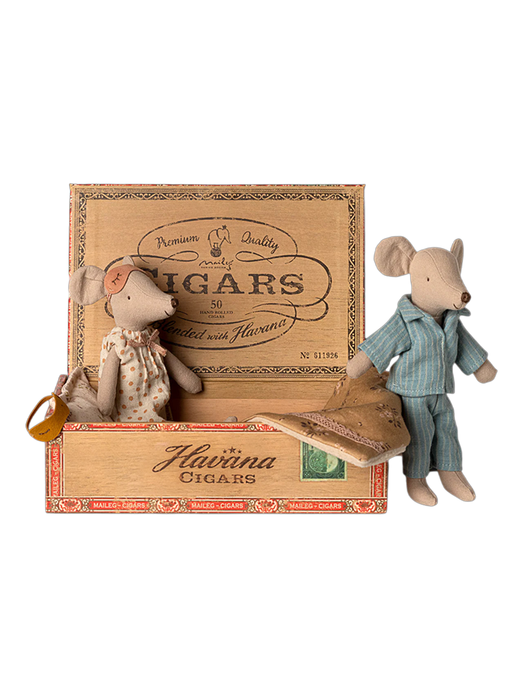 mama i tata myszka w pudełku po cygarach Maileg BÉBÉ Concept 