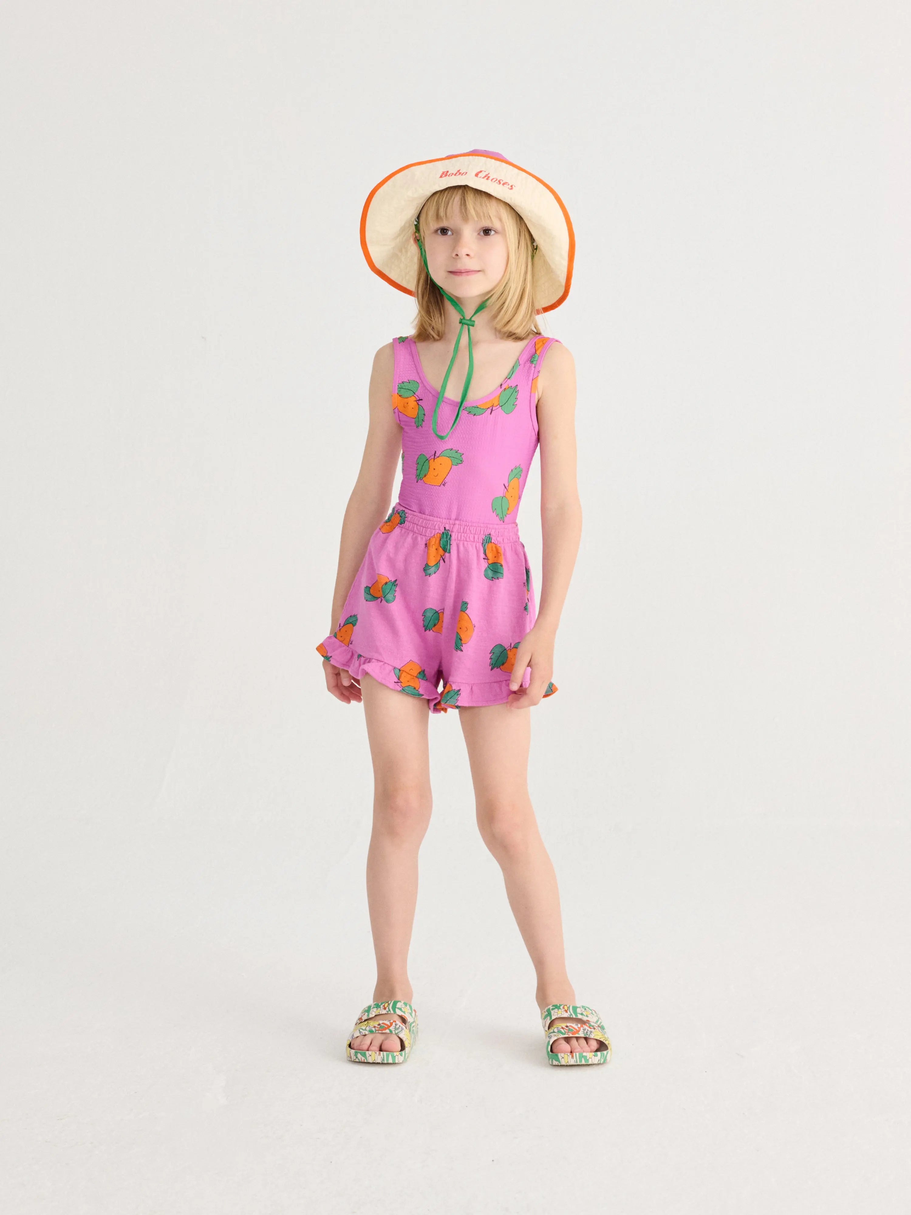 Tangerine all over ruffled shorts Bobo Choses BEBE Concept 