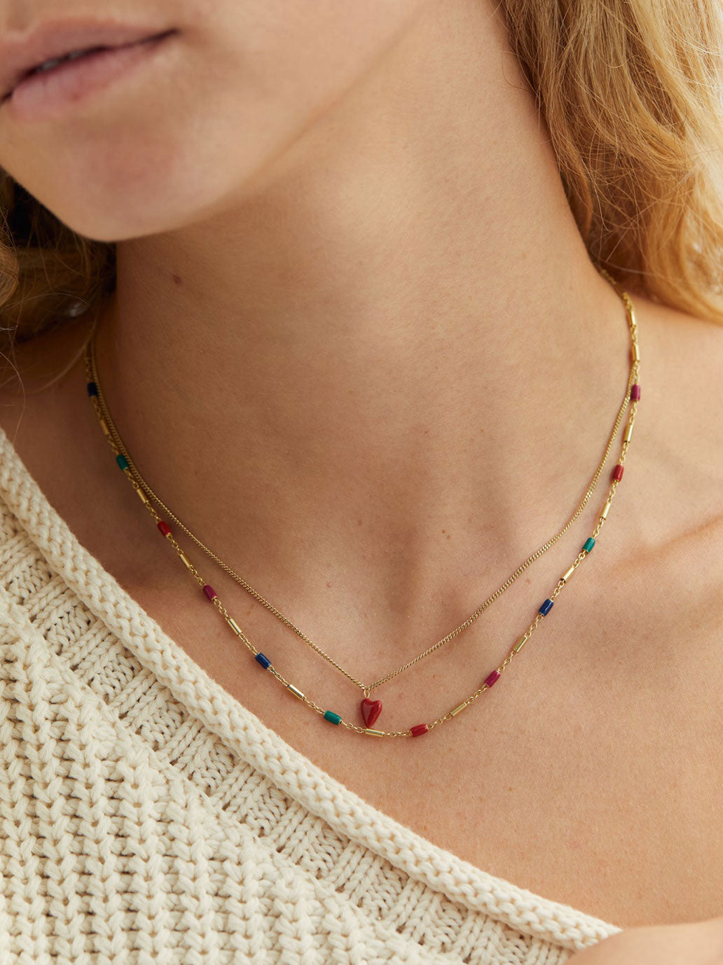 Naszyjnik Heart Beat GOLDPLATED / RED