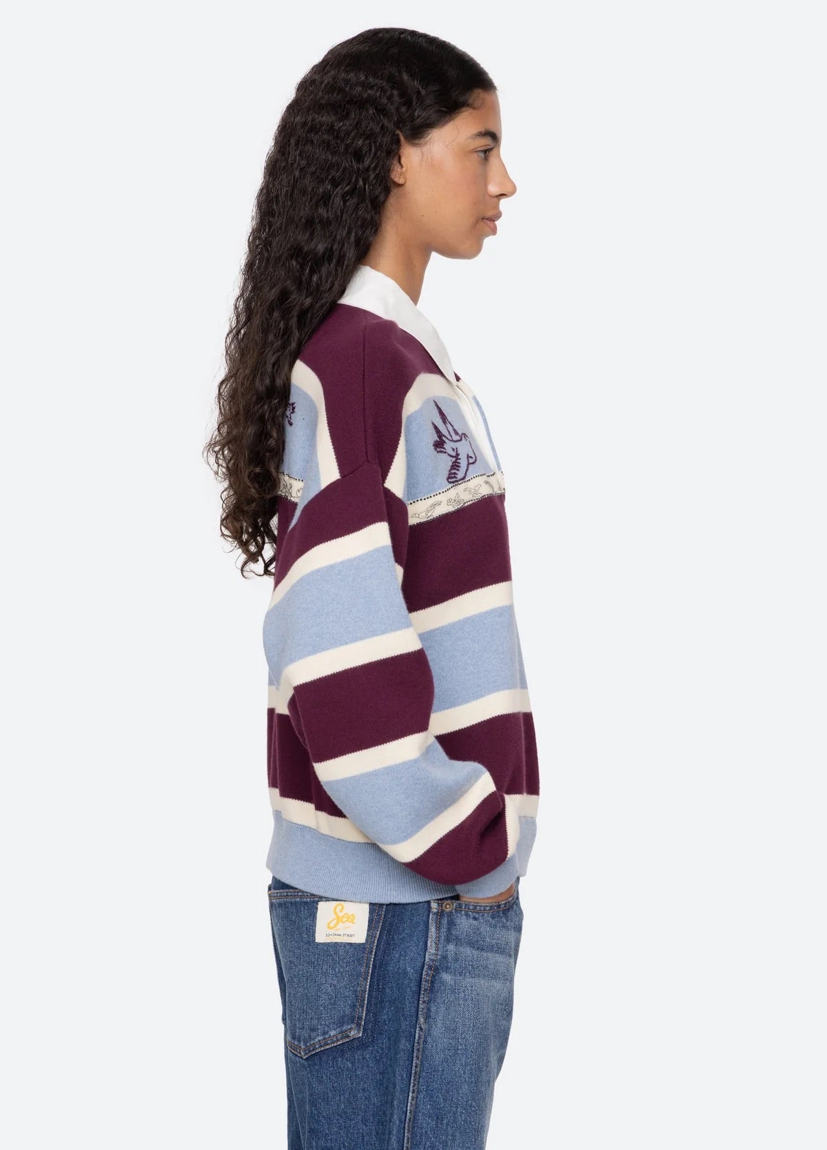 Hester solid cotton &amp; cashmere rugby sweater