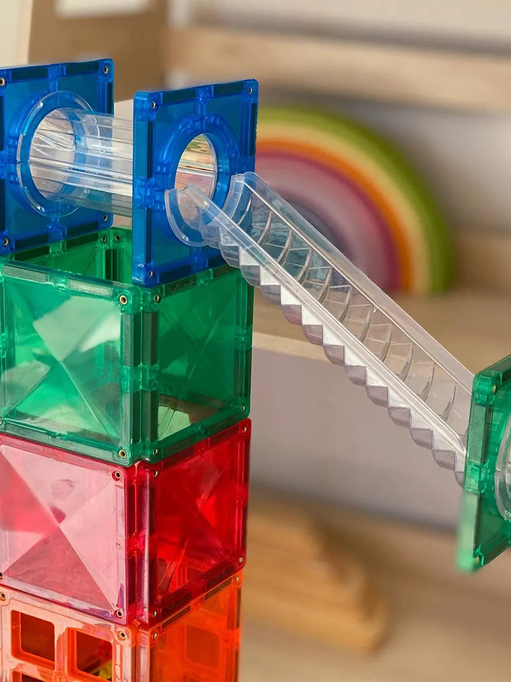 Klocki magnetyczne kulodrom Rainbow Ball Run Pack Connetix BÉBÉ Concept 