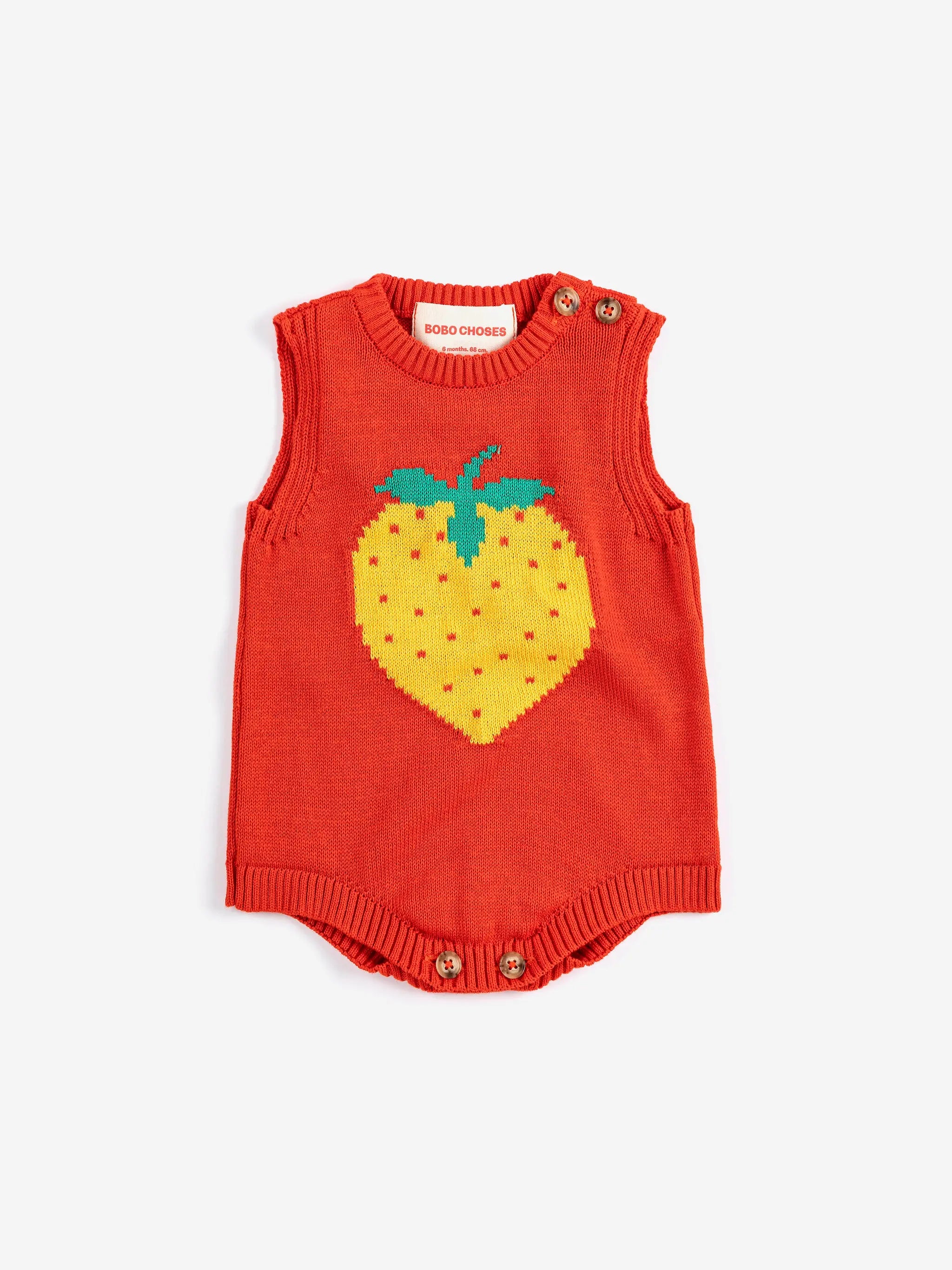 Pixel Strawberry knitted romper Bobo Choses BEBE Concept 