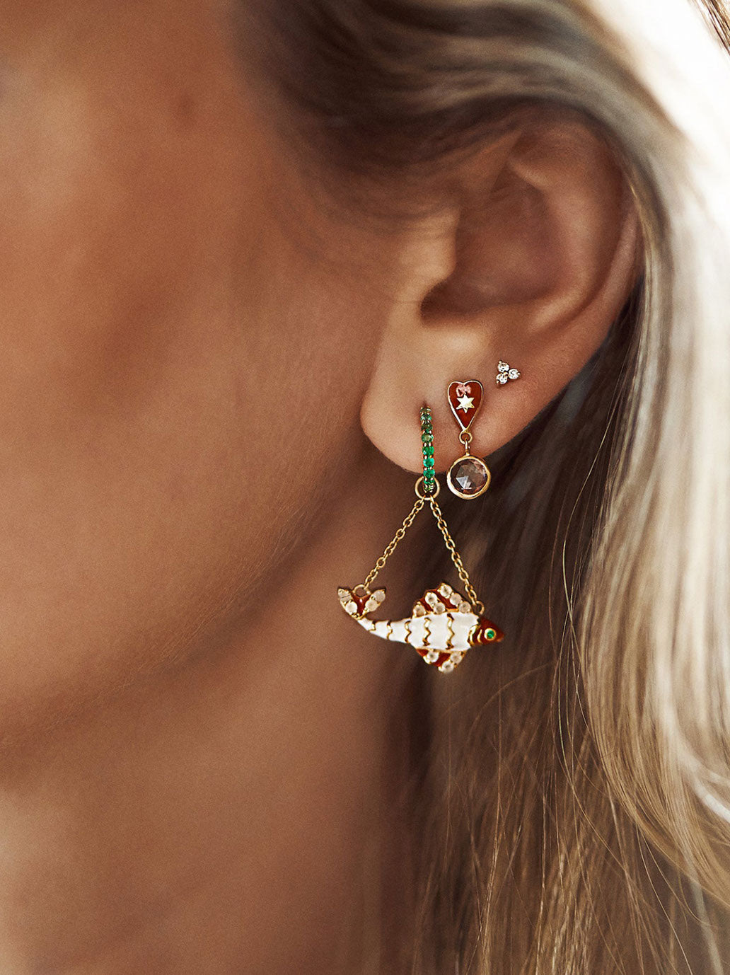 Kolczyk Single Trio Diamond Stud Anna + Nina BÉBÉ Concept 