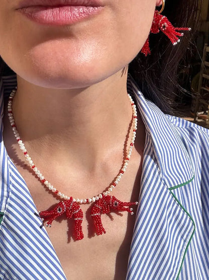 Naszyjnik Baby Prawn &amp; pearls duo necklace Amori Mori BEBE Concept 