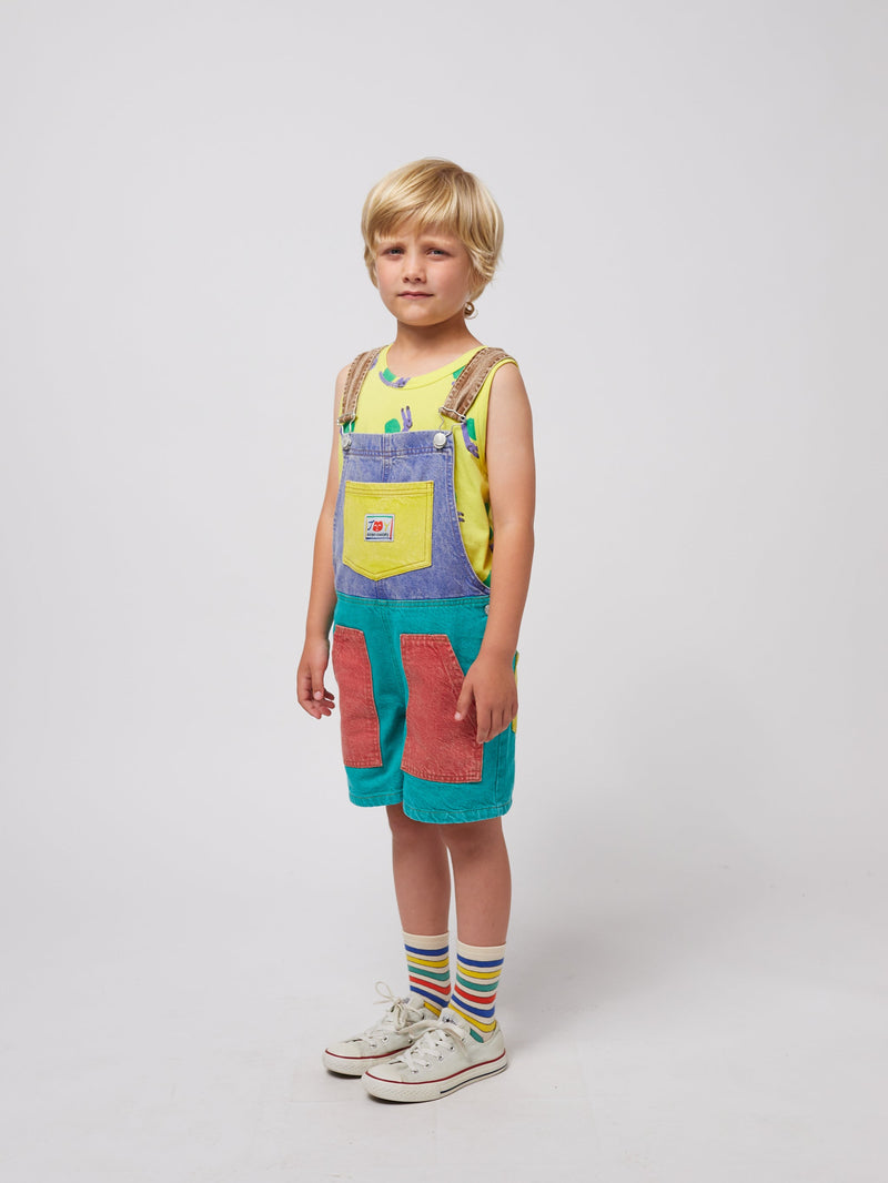 Smiling color block denim dungaree Bobo Choses BÉBÉ Concept 