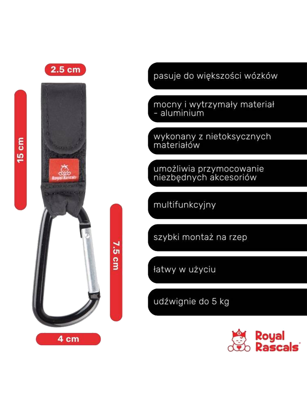 Karabińczyki do wózka 2 szt Royal Rascals BÉBÉ Concept