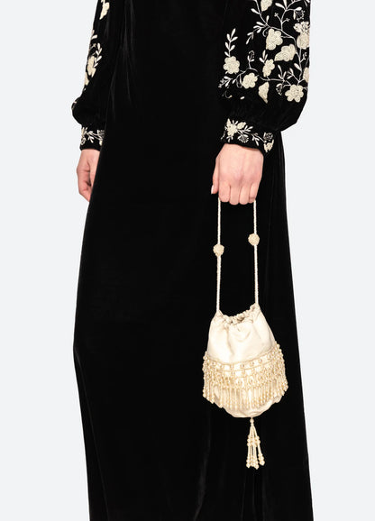 Carlotta Embroidered Pouch CREAM