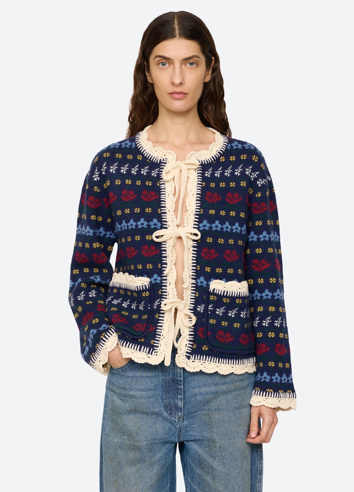 Preston Knit Tie Front Cardigan NAVY