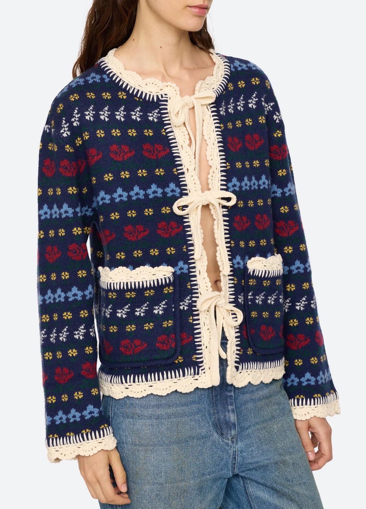 Preston Knit Tie Front Cardigan NAVY