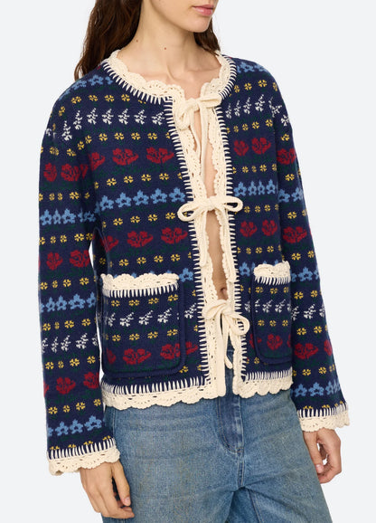 Preston Knit Tie Front Cardigan NAVY