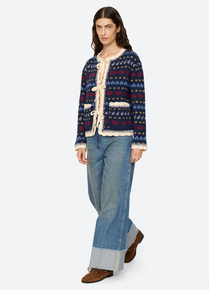 Preston Knit Tie Front Cardigan NAVY