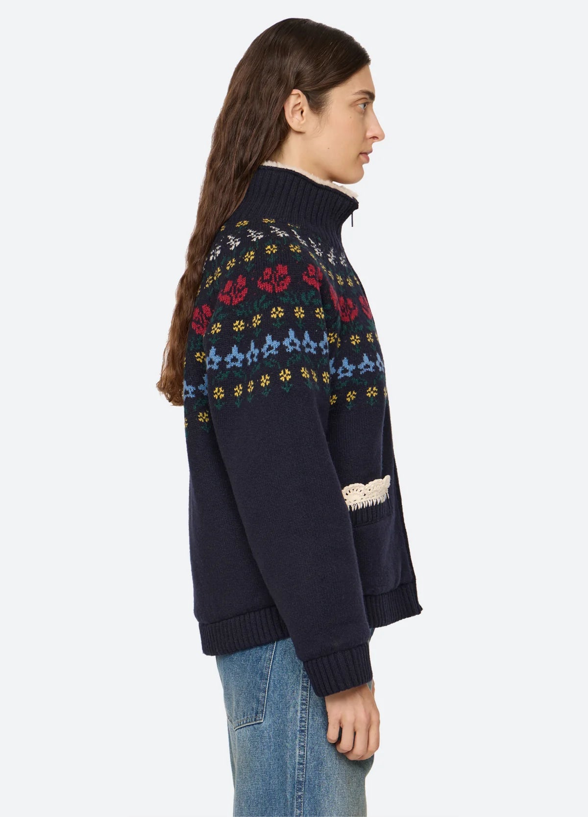 Preston Knit Sherpa Lined Jacket NAVY