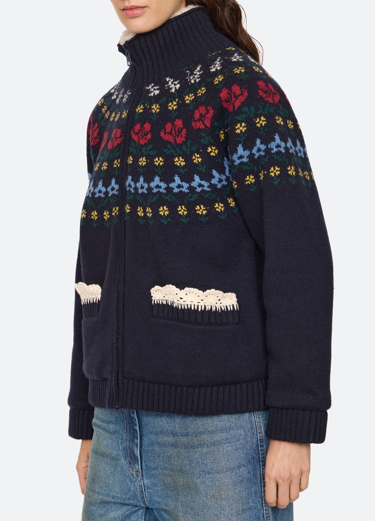 Preston Knit Sherpa Lined Jacket NAVY