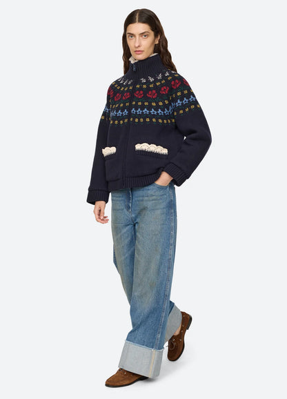 Preston Knit Sherpa Lined Jacket NAVY