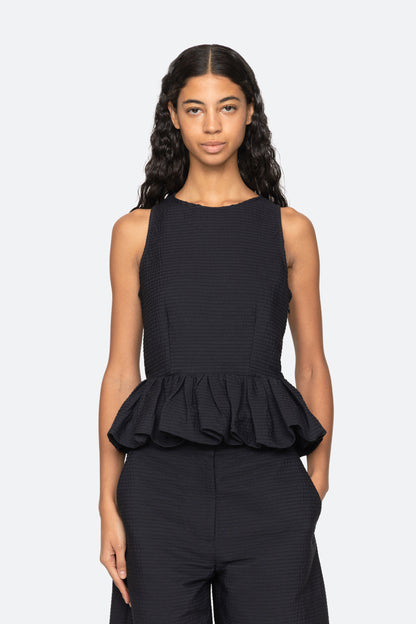Roni Solid Boat Neck Top BLACK